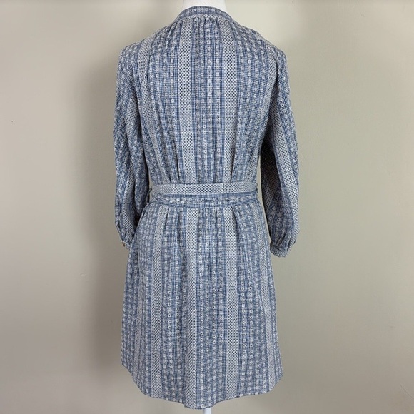 Zara Crochet Daisy Blue & White Gingham Rattan Belted Mini Dress - Picture 7 of 12
